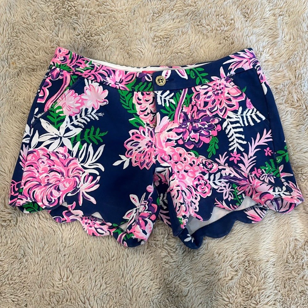 Lilly Pulitzer High Waist Navy Floral Shorts